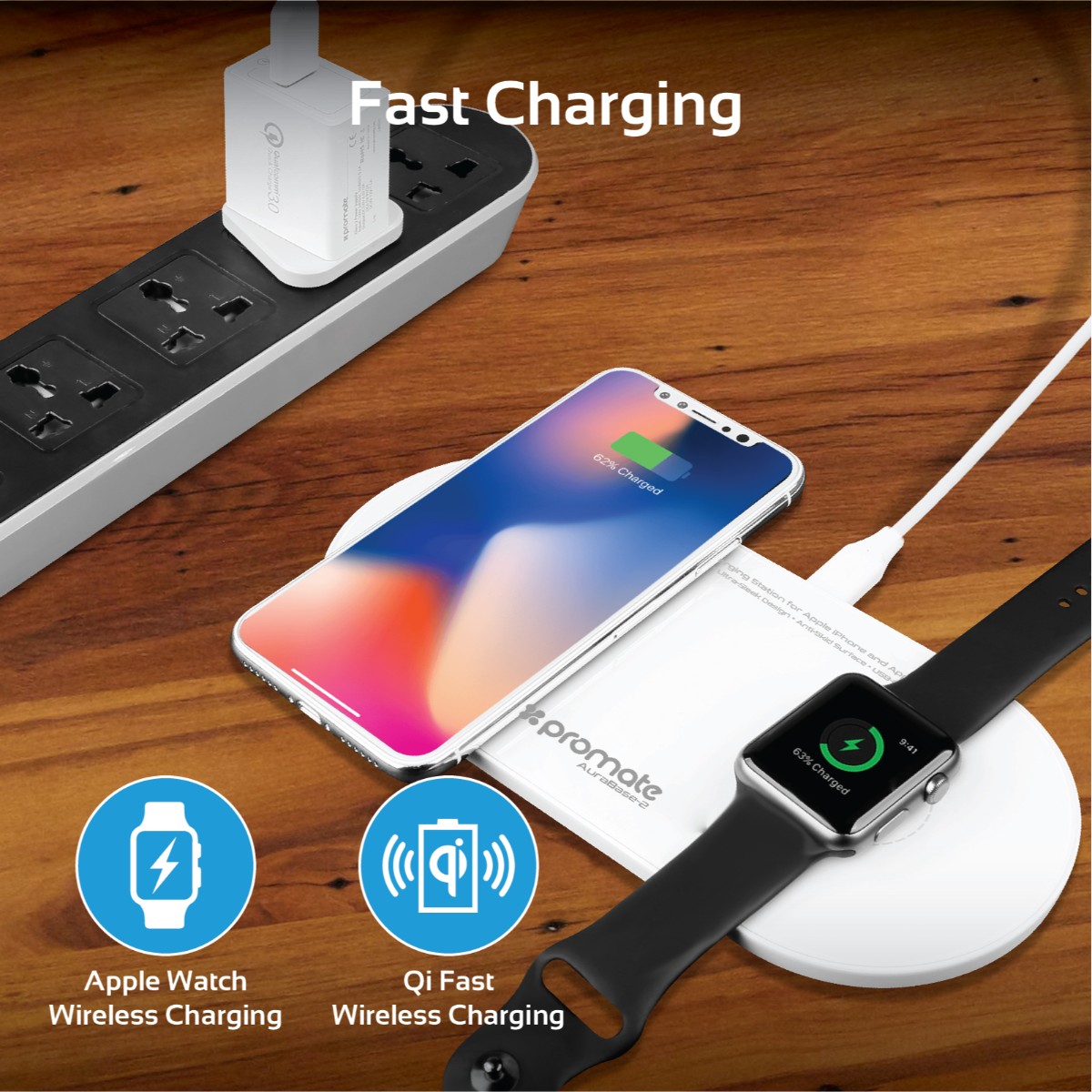 3 In 1 Fast Wireless Charger Pad For Iphone X Premium Qi Wireless Iphone Charging Dock Station 6631